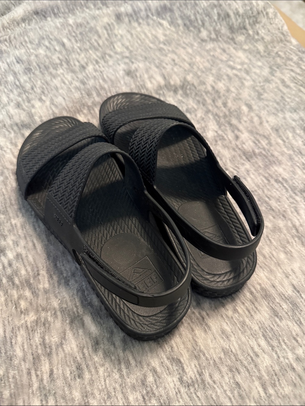 Reef Black Textured Slip-On Sandals with Back Strap